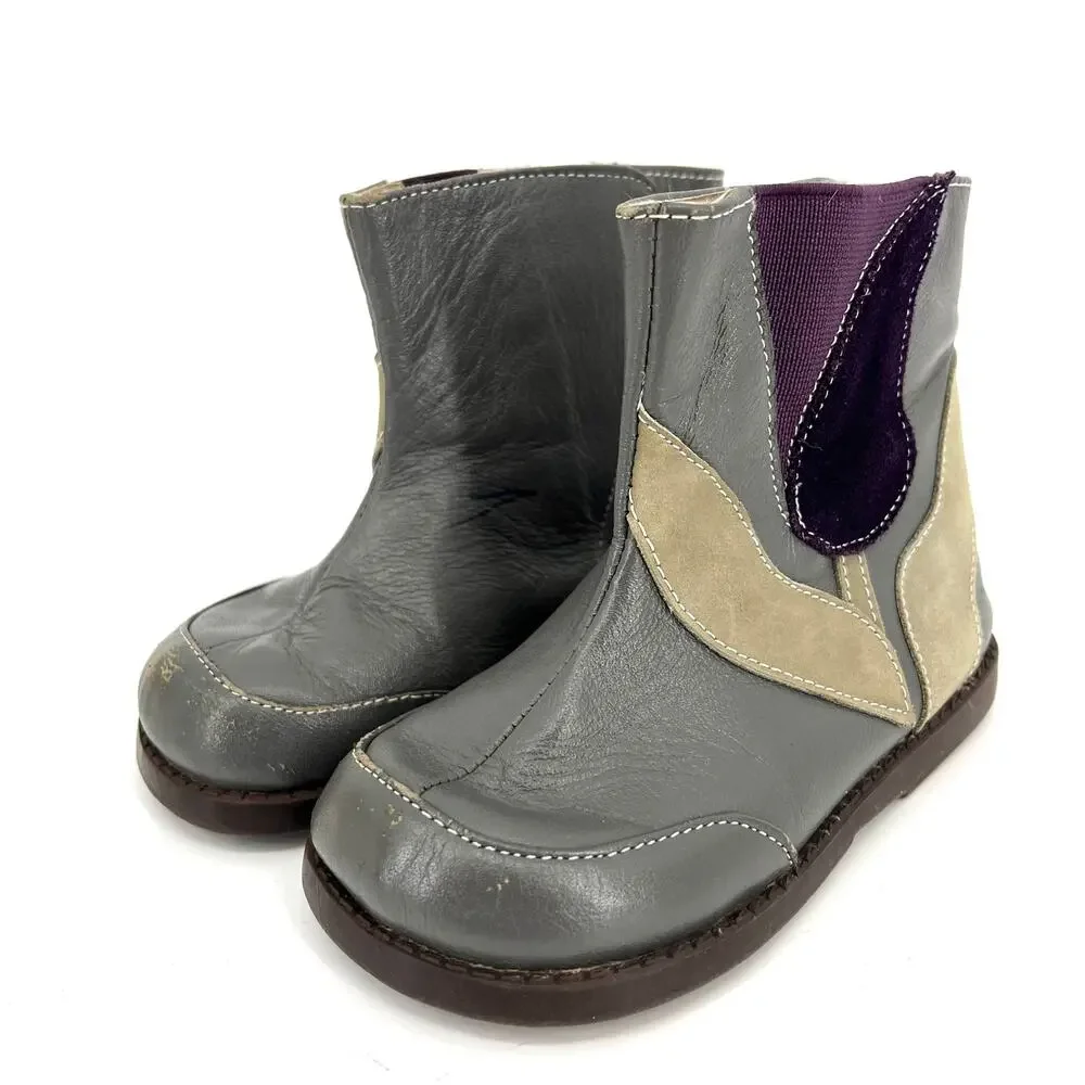 See‎ Kai Run gray red leather toddler booties (7)